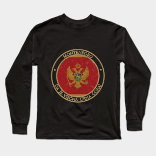 Vintage Montenegro Europe European EU Flag Long Sleeve T-Shirt